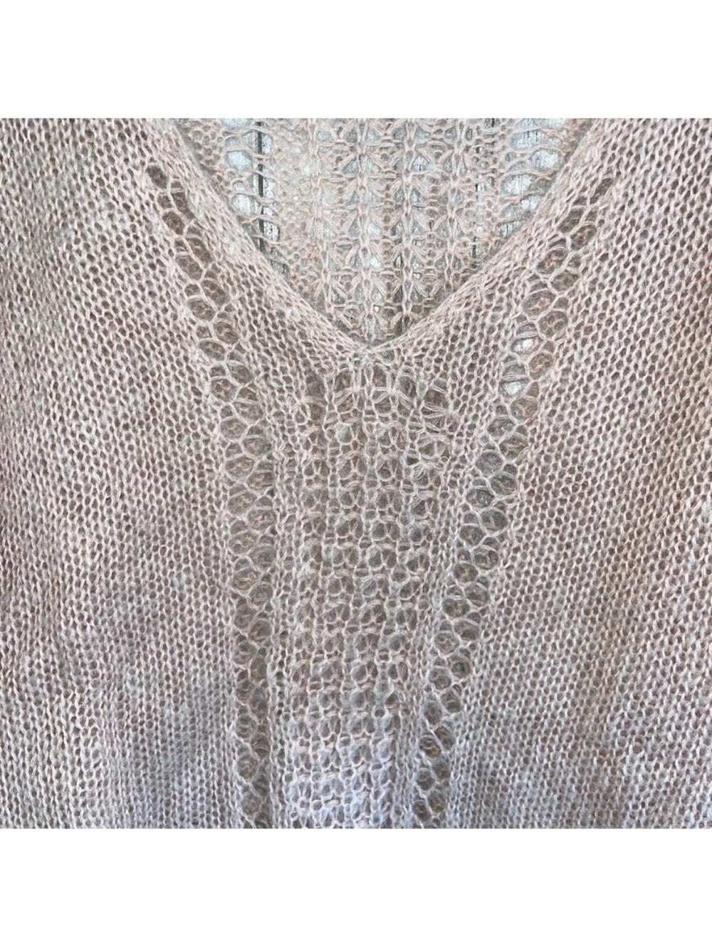 Spell & The Gypsy Collective Knit V-Neck Jumper M/L Mohair Wool Stone Boho - Picture 5 of 8